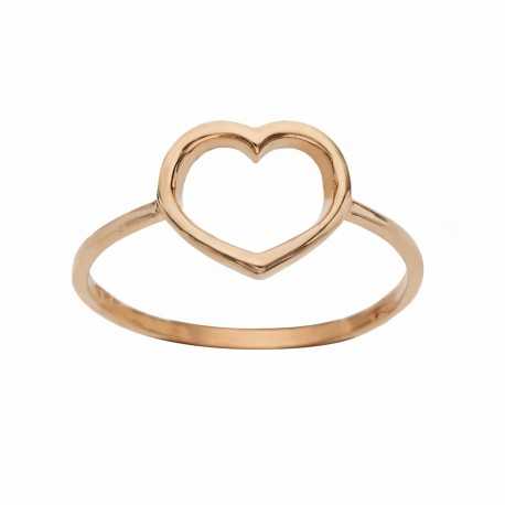 Drátěný prsten z 18K růžového zlata se srdcem pro ženy
