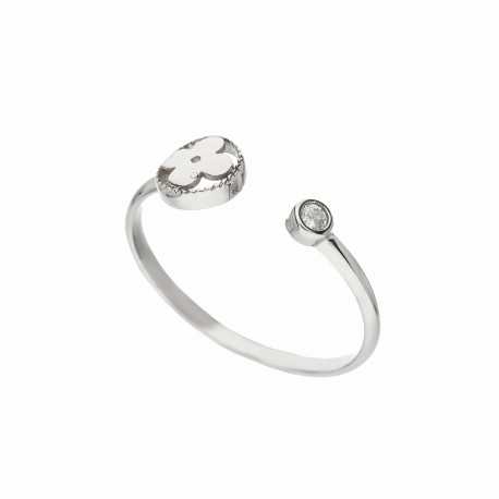 Verstelbare ring in 18K witgoud met witte zirkonen voor dames