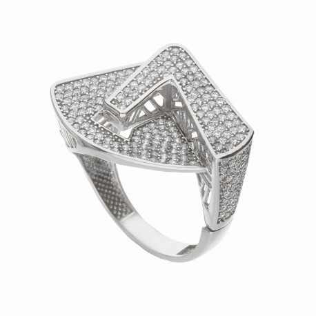 Dláždený prsteň z 18K bieleho zlata s bielymi zirkónmi pre ženy