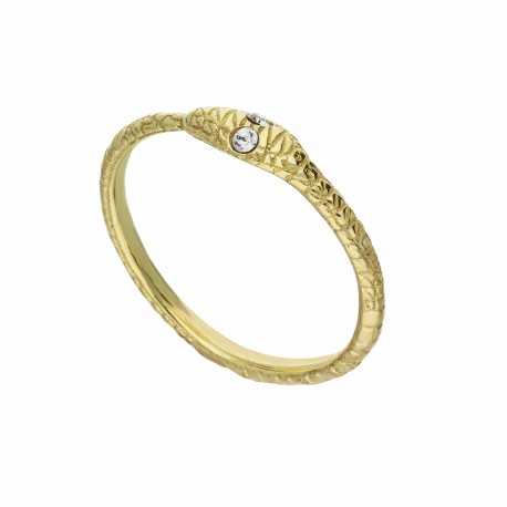 Serpentina-Ring aus 18 Karat Gelbgold mit weißen Zirkonen für Damen