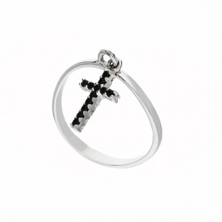 White Gold 18k with Cross Shiny Women Ring