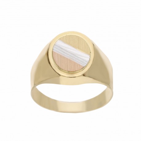 Ανδρικό δαχτυλίδι σε κίτρινο, λευκό και ροζ χρυσό 18 καρατίων
