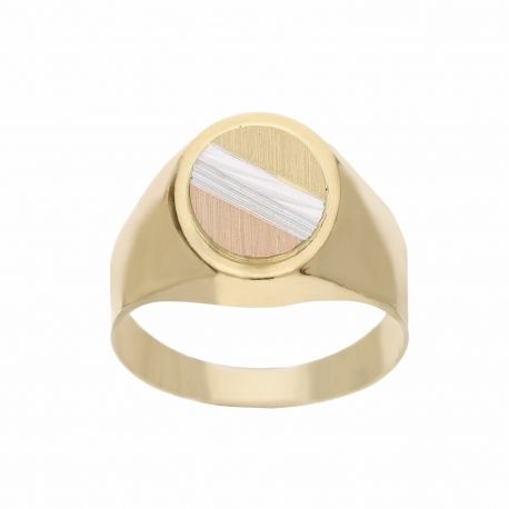 Anel Masculino em Ouro Amarelo, Branco e Rosa 18k