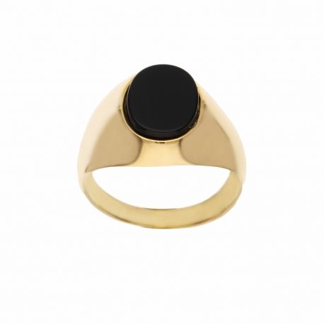 18K gult gull Pinky Ring med Onyx for menn