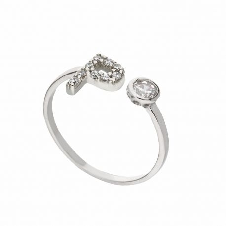 Anello In Oro Bianco 18 Carati con Lettera P da Donna