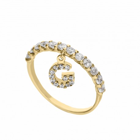 Δαχτυλίδι Veretta σε κίτρινο χρυσό 18 καρατίων με μενταγιόν G Initial