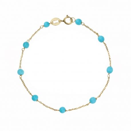 Bracelet en or jaune 18 carats avec turquoise pour enfant