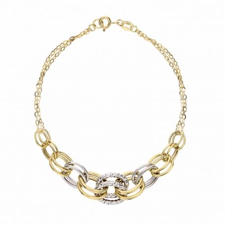 Pulsera de cadena de oro amarillo y blanco de 18 quilates para mujer