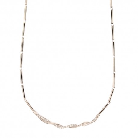 Polukruta ogrlica od 18 Kt 750/1000 bijelog zlata sa središnjim cirkonima za žene