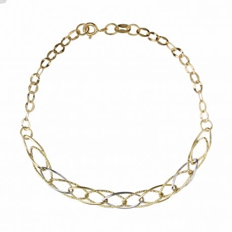 Pulsera de cadena de oro amarillo y blanco de 18 quilates para mujer