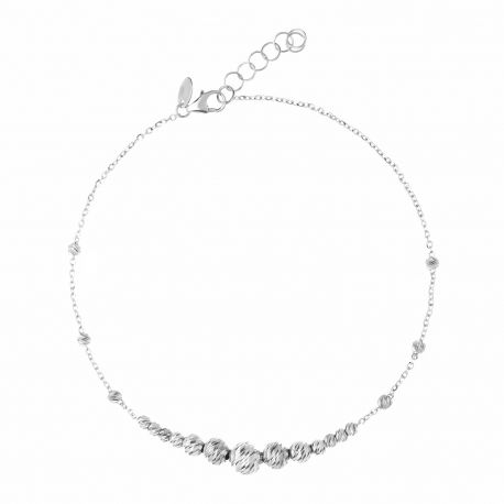 Pulsera de Oro Blanco de 18K con Esferas de Diamantes para Mujer