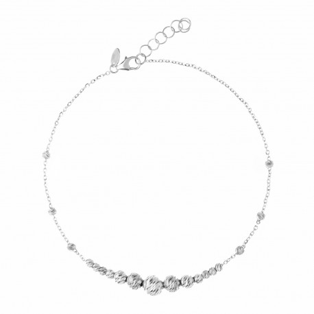 White Gold 18k with Diamond-cut Spheres Woman Bracelet