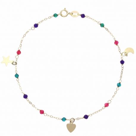 Bracelet en or jaune 18 carats avec pierres de couleur