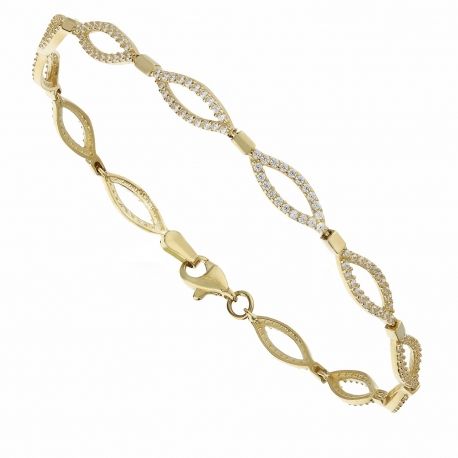 Bracciale in Oro Giallo 18 Kt con Zirconi Bianchi da Donna