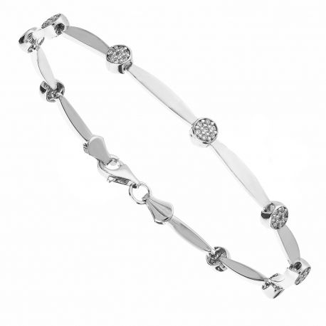 Halbstarres Armband aus 18-karätigem Weißgold mit weißen Zirkonen für Damen