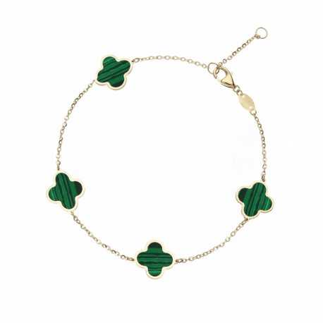 Bracelet avec trèfle à quatre feuilles pour femme en or 18 carats