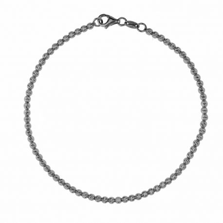 Pulseira feminina em ouro polido 18K com esferas de diamante