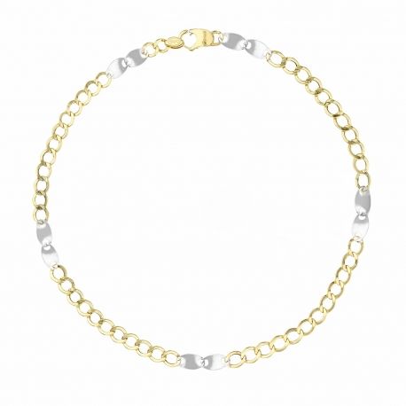 Yellow and White Gold 18 Kt 7500/1000 Link Chain Man Bracelet