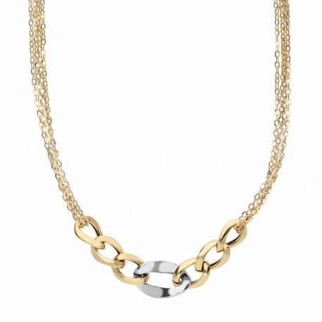 Collar de cadena de oro amarillo y blanco de 18 quilates para mujer