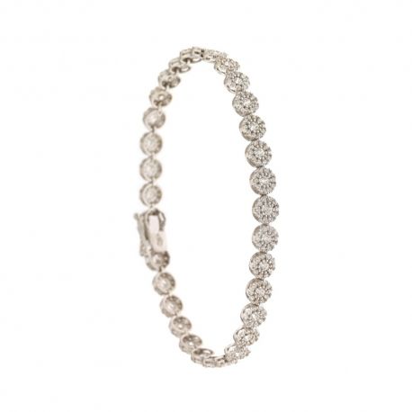 Ženska narukvica od bijelog zlata 18 Kt 750/1000 s okvirima i cirkonima