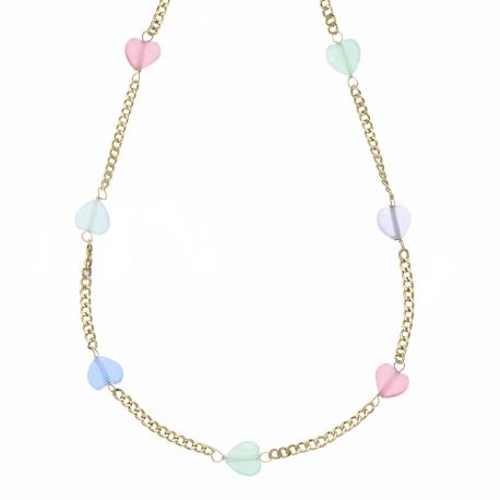 18 K gult gull kjede med fargede steiner for kvinner