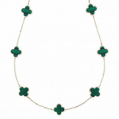 Collier en or jaune 18 carats avec malachite pour femme