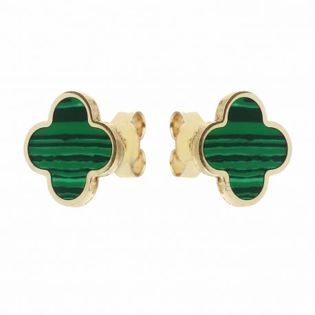 Women 18k Yellow Gold Four-Leaf Clover Earrings