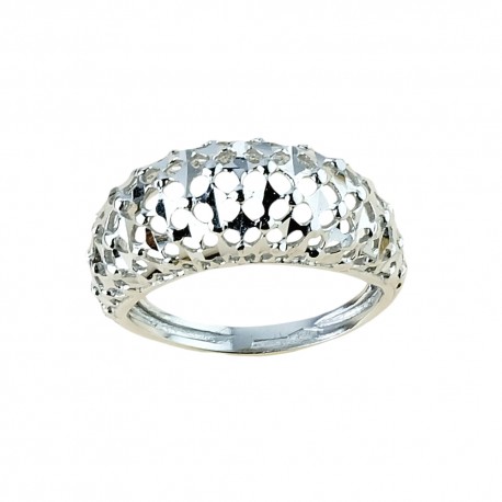 Γυαλισμένο και σφυρήλατο γυναικείο δαχτυλίδι από λευκό χρυσό 18 Kt 750/1000