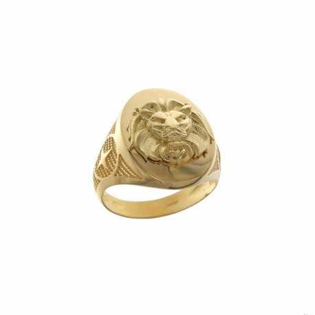 18kt 750/1000 žluté zlato oválný prsten se lvem pro muže