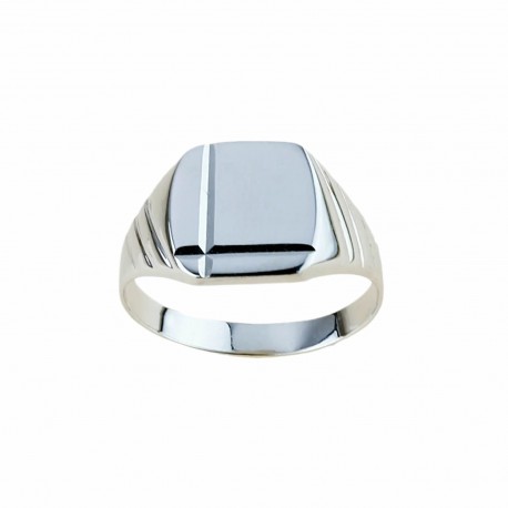 18Kt 750/1000 White Gold Shield Pánský prsten