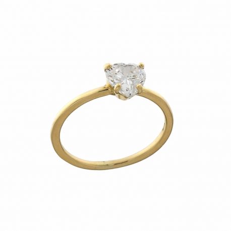 18K geltono aukso Solitaire žiedas su širdele