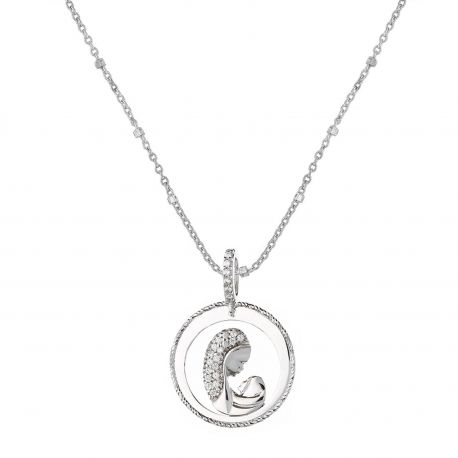 Collana con Madonna in Oro Bianco 18 Carati