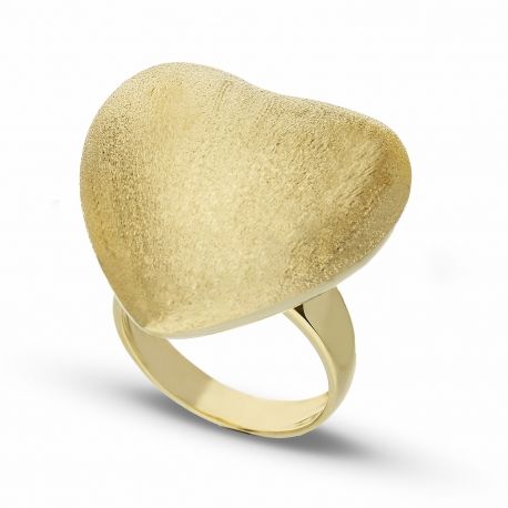 Bague cœur en or jaune 18 carats satiné pour femme