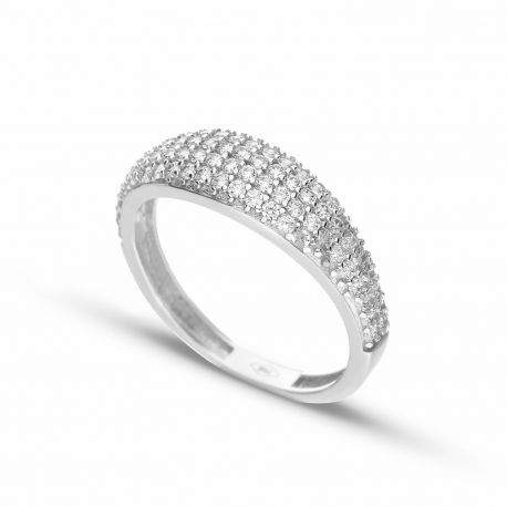Bague en or blanc 18 carats avec zircons blancs pour femme