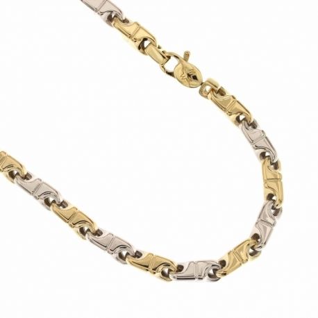 Kette aus 18 Kt 750/1000 Weiß- und Gelbgold, röhrenförmiges Modell