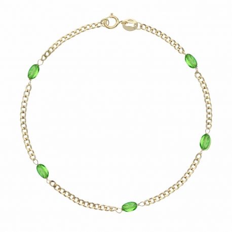 Bracelet en or jaune 18 carats avec pierres vertes