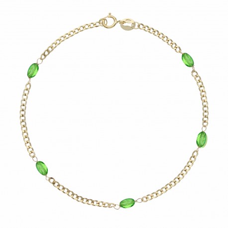 Yellow Gold 18k with Green Stones Women Bracelet