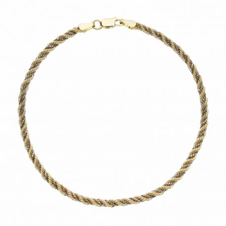 Unisex 18K dzeltenā un baltā zelta virves rokassprādze