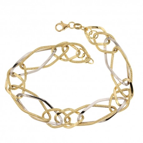 Bracelet en or 18 Kt 7500/1000 avec chaîne creuse polie et diamantée pour femme