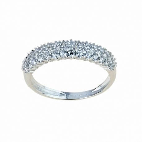 Bague en or blanc 18 carats avec pavé de zircons blancs