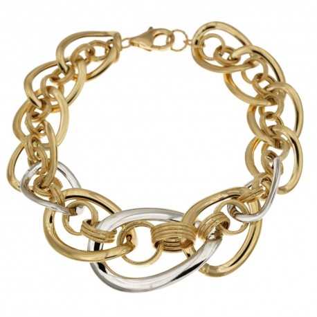 Bracelet en or 18 Kt 7500/1000 avec chaîne creuse polie et martelée pour femme