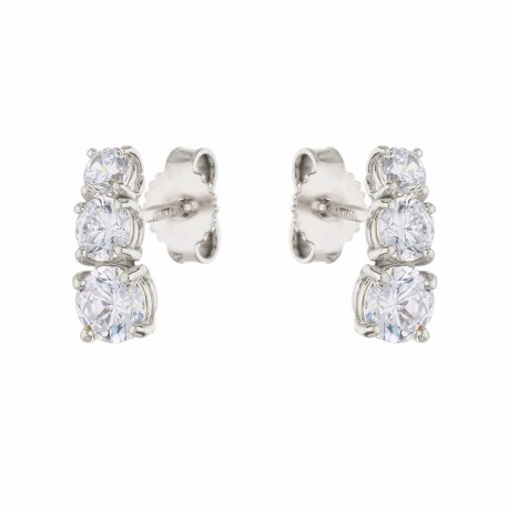 White Gold 18k Trilogy with White Cubic Zirconia Earrings