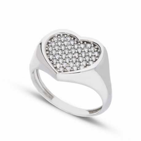 Heart Pinky Ring i 18K hvitt gull for kvinner