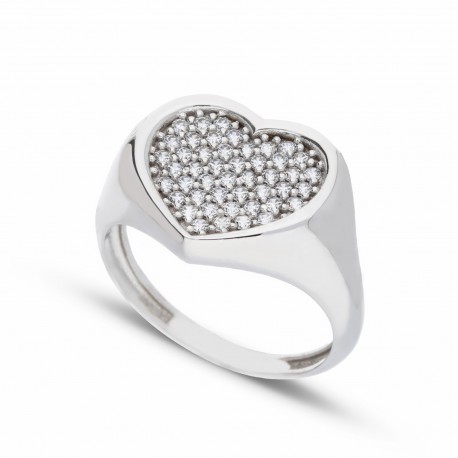 Heart Pinky Ring i 18K vitguld för kvinnor