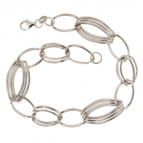 White gold 18 Kt link chain shiny woman bracelet