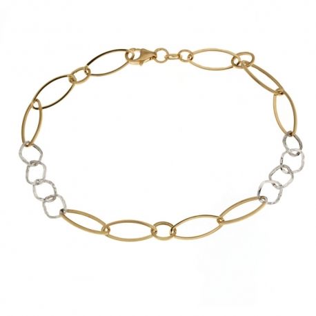 Pulseira em ouro 18 Kt 750/1000 com corrente oca polida e martelada