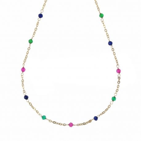 Collana in Oro Giallo 18 Carati con Pietre Colorate da Donna