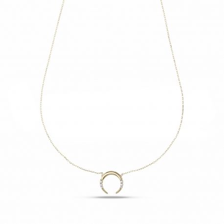 18K geelgouden ketting met witte zirkonen voor dames