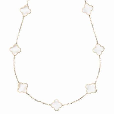 Collana in Oro Giallo 18 Carati con Quadrifogli di Madreperla da Donna