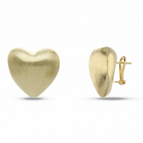 18K geltono aukso širdies auskarai moterims